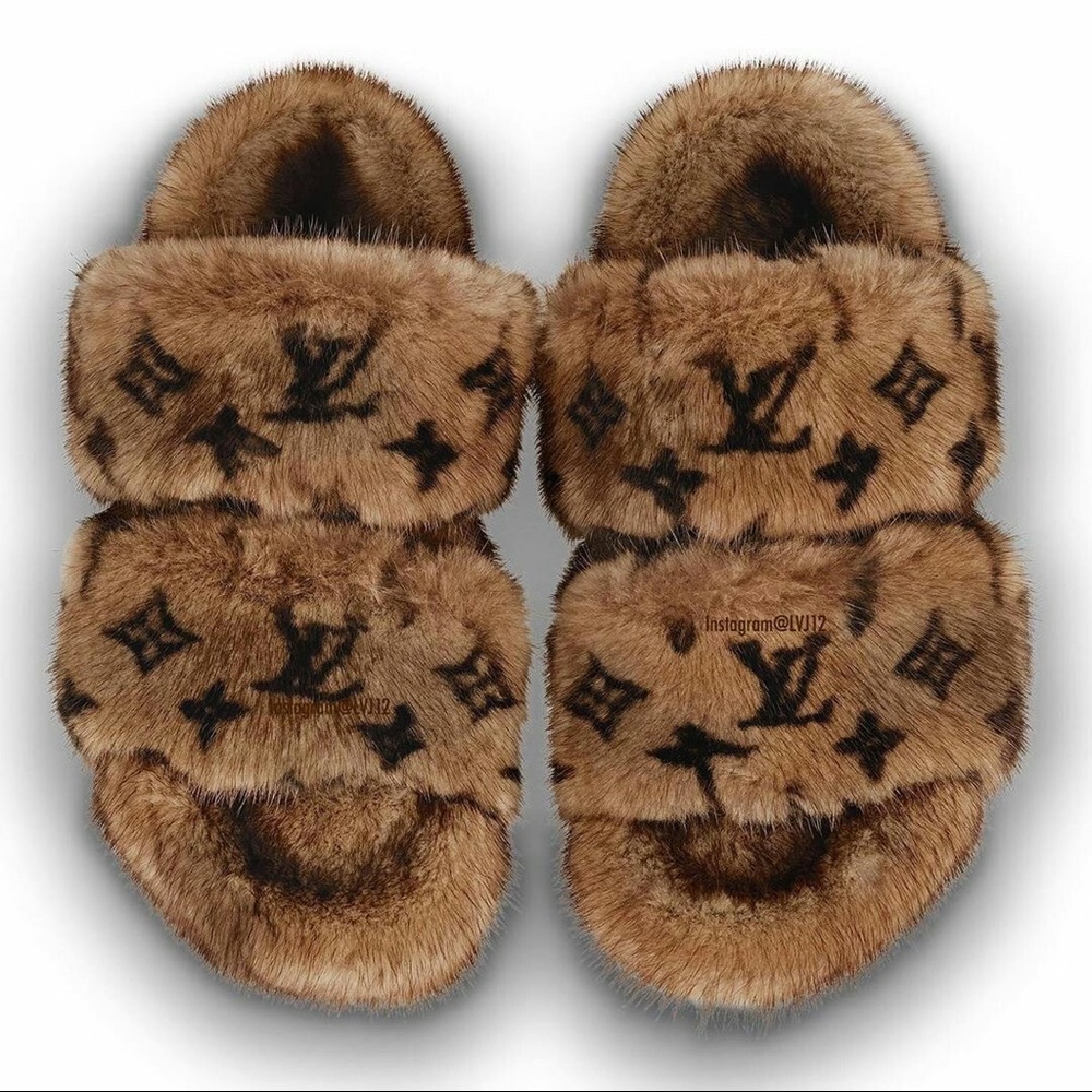 Louis Vuitton mink slides